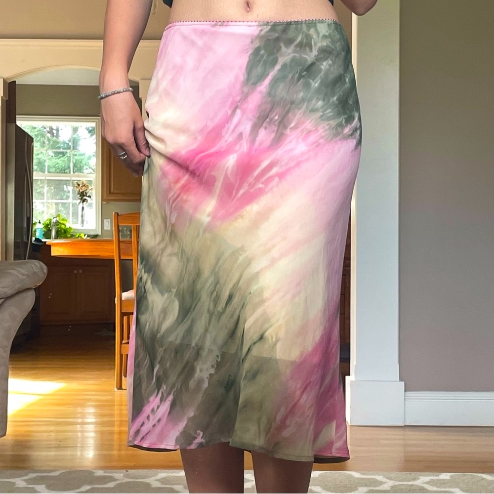Green and Pink Midi Skirt